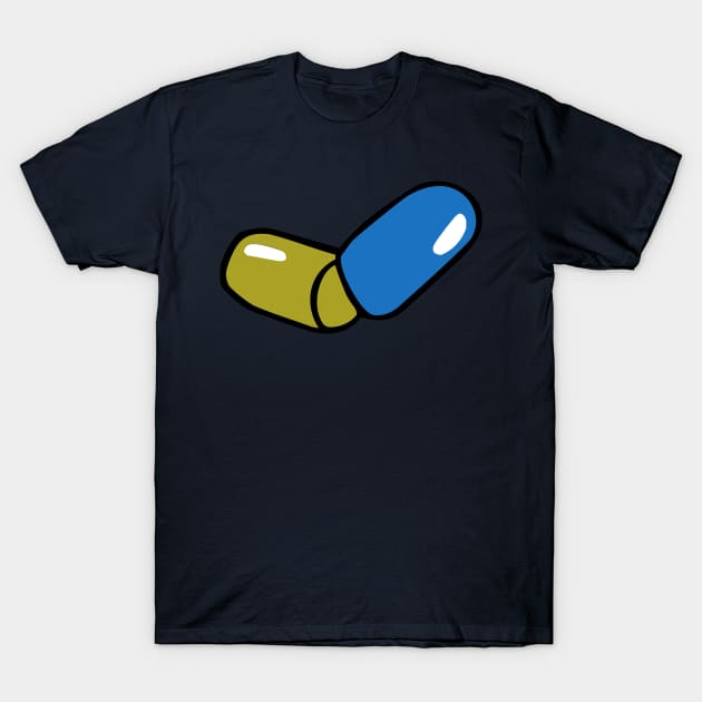 PILL BLUE YELLOW T-Shirt by CharlieCreator